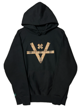 Load image into Gallery viewer, NEW V TAN PLAID HOODIE - BLACK
