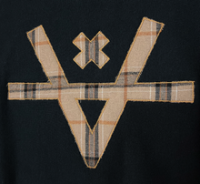Load image into Gallery viewer, NEW V TAN PLAID HOODIE - BLACK
