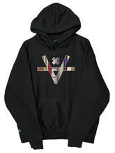 Load image into Gallery viewer, NEW V PATCHWORK HOODIE - BLACK
