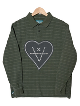 Load image into Gallery viewer, EDGE HEART PATCH L/S POLO - ARMY CHECK
