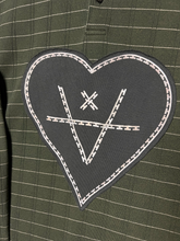 Load image into Gallery viewer, EDGE HEART PATCH L/S POLO - ARMY CHECK
