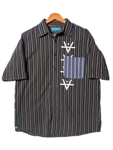 Load image into Gallery viewer, POCKET SWAP REVERSE HEM SHIRT - BROWN STRIPE
