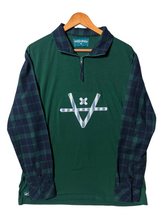 Load image into Gallery viewer, WALKING NINE Q ZIP SHIRT - FOREST/PLAID
