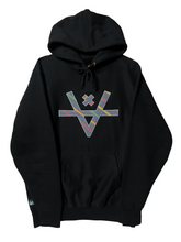 Load image into Gallery viewer, DIAGONAL STRIPE V HOODIE 2 - BLACK
