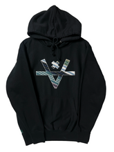 Load image into Gallery viewer, DIAGONAL REVERSE PATCH V HOODIE - BLACK
