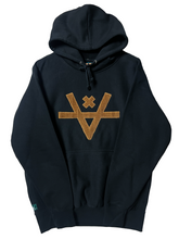 Load image into Gallery viewer, CORDUROY PATCHWORK HOODIE - BLACK
