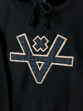 Load image into Gallery viewer, STRIPED PATCHWORK V HOODIE - BLACK
