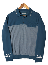 Load image into Gallery viewer, HIDDEN CUFF LS POLO - AQUA/STRIPED
