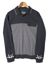 Load image into Gallery viewer, HIDDEN CUFF LS POLO - SLATE/STRIPED
