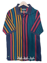 Load image into Gallery viewer, TRIPLE SUNRISE POLO 4 - NAVY/ORANGE/RED
