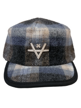 Load image into Gallery viewer, DELILAH WOOL CAP - BLUE/TAN PLAID
