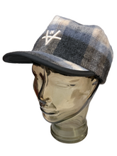 Load image into Gallery viewer, DELILAH WOOL CAP - BLUE/TAN PLAID
