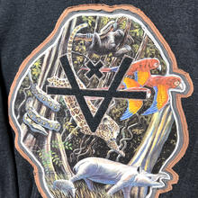 Load image into Gallery viewer, JUNGLE SCENE CUT OUT HOODIE - GUNMETAL
