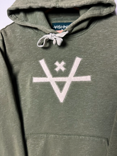 Load image into Gallery viewer, CUT OUT HOODIE (LADIES) - HEATHER SAGE
