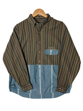 Load image into Gallery viewer, FAR OUT BUTTON UP - GREEN/WHITE/BROWN STRIPE
