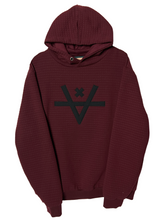 Load image into Gallery viewer, CUT OUT HOODIE - MAROON GRID
