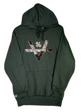 Load image into Gallery viewer, CRUMPLED SCARF V HOODIE - DARK MOSS
